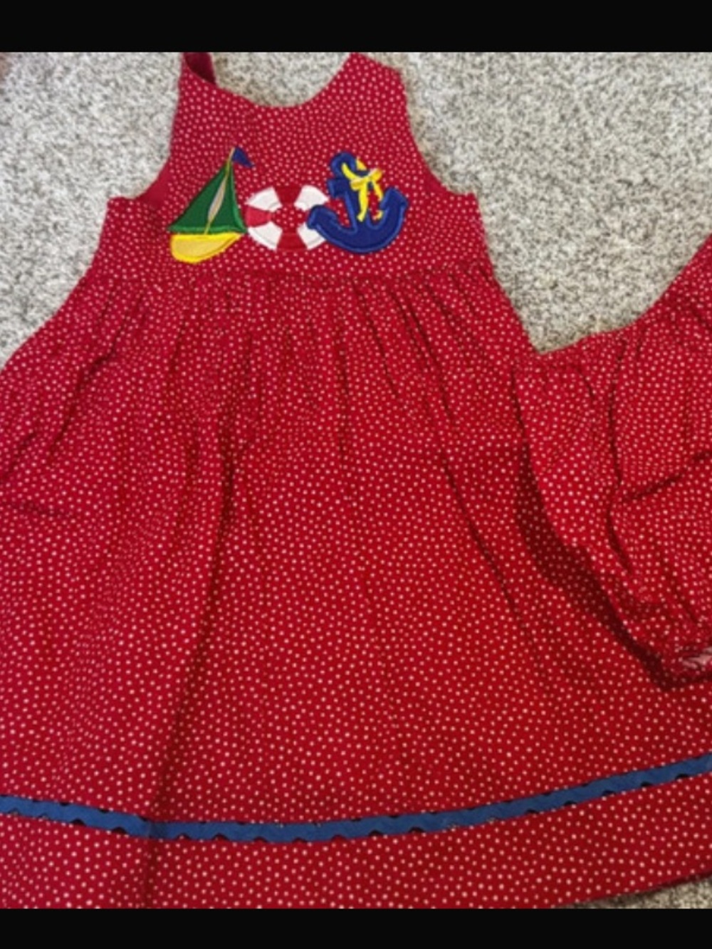 Austin & Asher Nautical Dress & Bloomer Set | Red Polka Dot | Embroidered | 2T